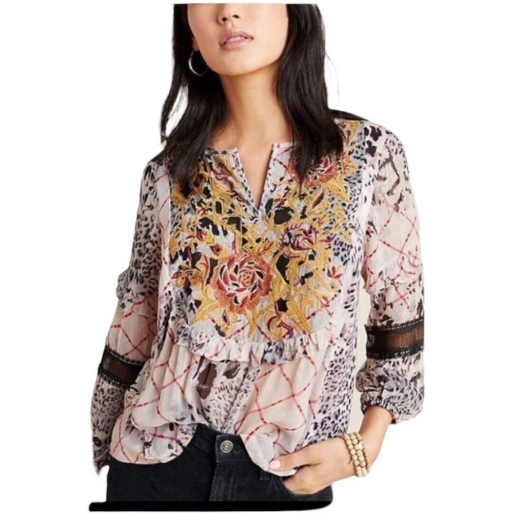 Anthropologie Mathilda Animal Print Tunic. NWOT Sz L.